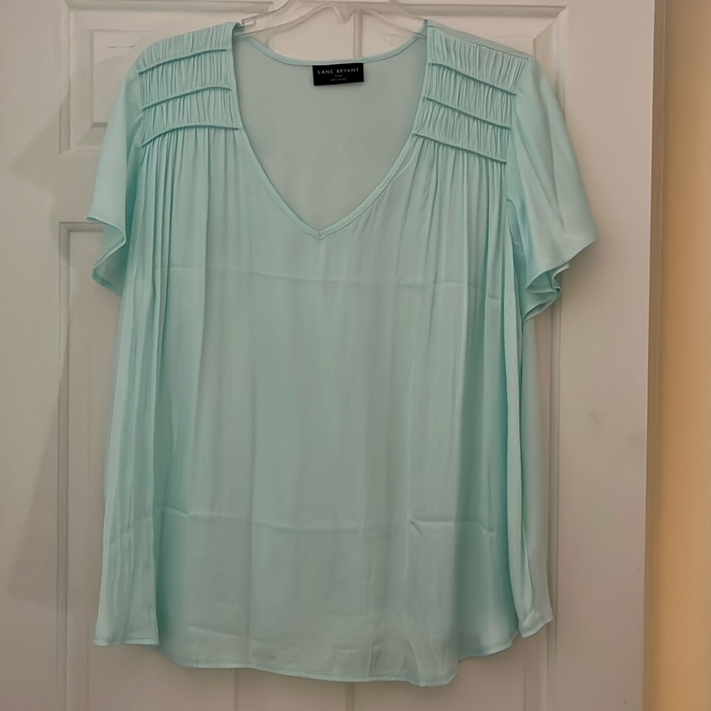 Lane Bryant Light Blue Flutter Sleeve Blouse Size 22/24